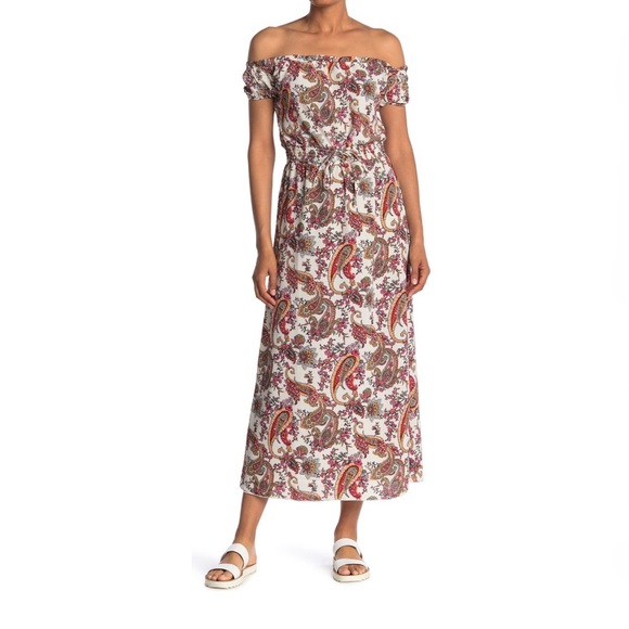 # Bailey Blue Paisley Off The Shoulder Maci Dress Multicolor Size Large - Picture 1 of 15